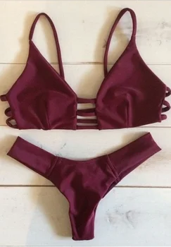 Bordowe bikini