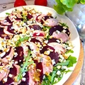Carpaccio z buraka i polędwiczki wieprzowej