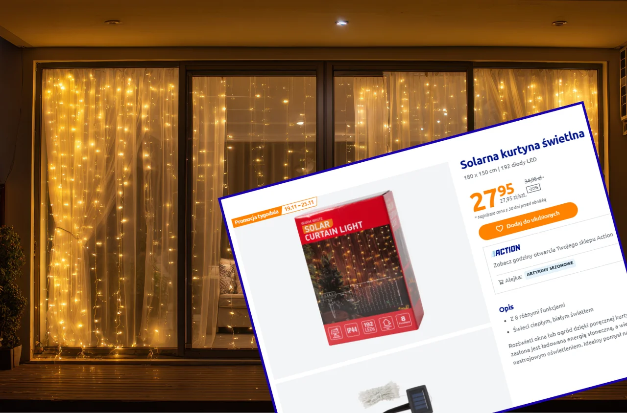 Ta solarna świecąca zasłona z Action za 28 zł zrobi szałowy efekt na balkonie i w ogrodzie! Aż 8 trybów, bez rachunków i prądu