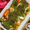 Ryba w warzywach zapiekana z ziołowym pesto