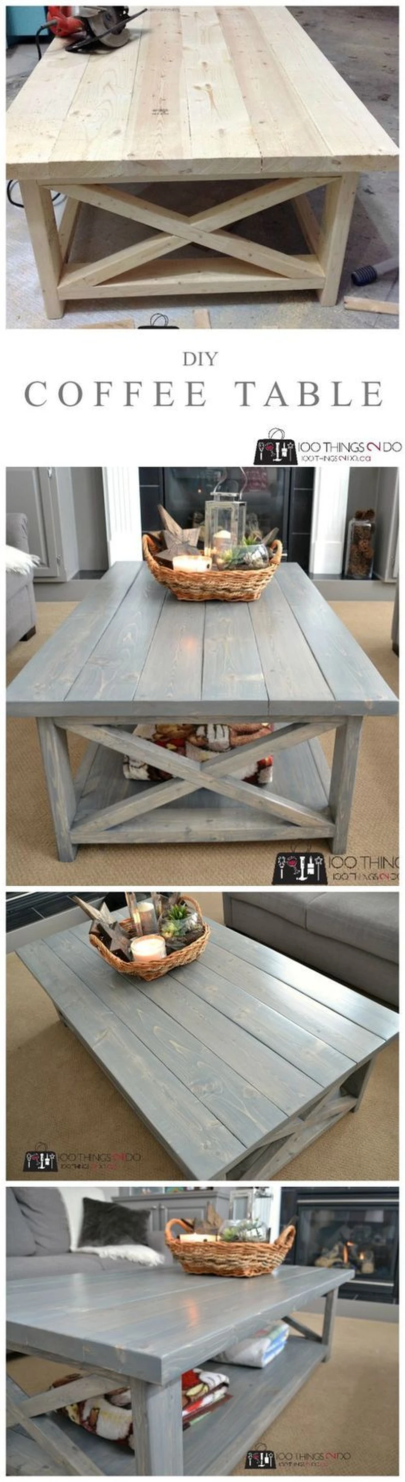 DIY- szara drewniana ława