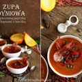 Zupa dyniowa z pieczona papryką i chipsami z boczku