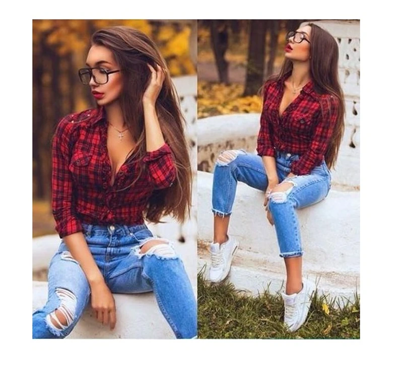 Super styl - krata i jeansy