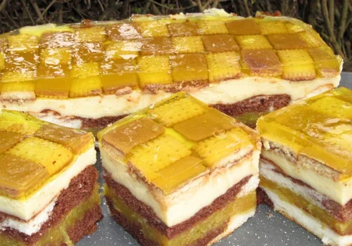 Ciasto ŁACIATA SZACHOWNICA -z jabłkami, budyniem, galaretką-pyszne i ładne ciasto +FILM