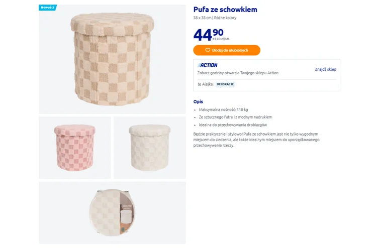Zdjęcie Ta pufa z Action za 44 zł to gorący hit mieszkań! Dodatkowe miejsce dla gości, pomieści graty, a wygląd i materiał zachwyca #1