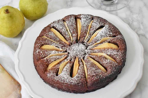 Czekoladowe ciasto z gruszkami bez glutenu
