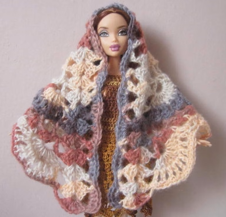Szydełkowe chusty i żakiecik dla Barbie