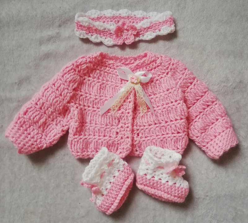 Komplet szydełkowy dla dziecka/lalki baby born