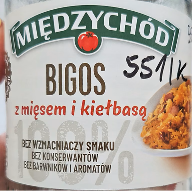 Ostrzeżenie: niezadeklarowany gluten w partii Bigosu z mięsem i Kiełbasą (nr 20A3/1)