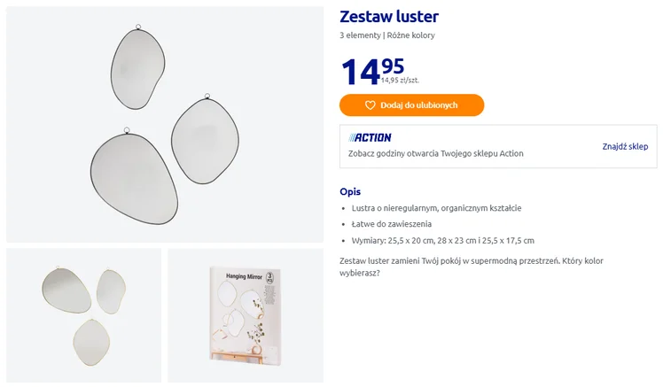 Zdjęcie Ten zestaw 3 luster z Action to nowy hit do salonu i sypialni! Łatwy montaż, rozjaśnią każde pomieszczenie, efekt wow za 14,95 zł #1