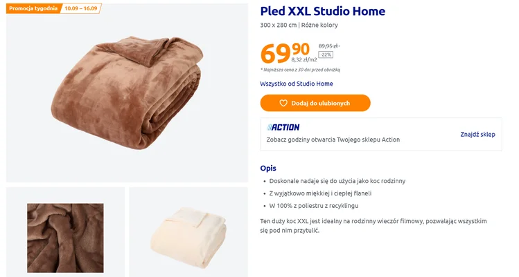 Zdjęcie Ten pled XXL z Action to hit na jesień! Miękki, ciepły i ogromny za jedyne 69,90 zł! #1
