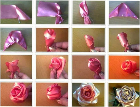 Piękna róża ze wstążki