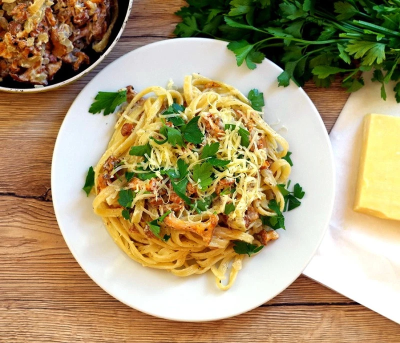 Makaron z kurkami i mascarpone