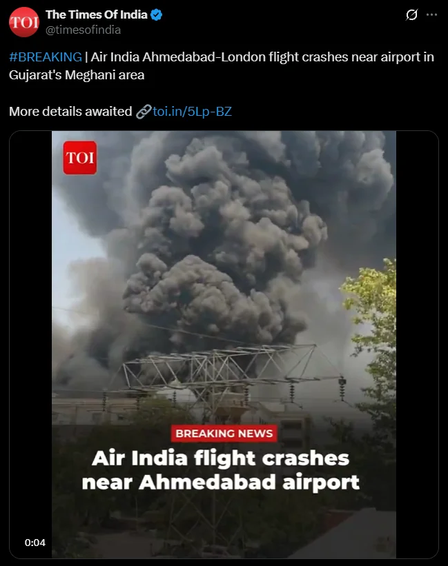 Zdjęcie PILNE: Katastrofa samolotu pasażerskiego! Ponad 200 osób na pokładzie miało lecieć z Indii do Londynu #1