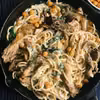 ŚRODA: SPAGHETTI W KREMOWYM SOSIE Z CIECIORKĄ I BOCZNIAKAMI