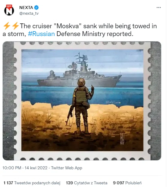 Zdjęcie Krążownik "Moskwa" zatonął! Brał udział w ataku na Wyspę Węży #1