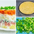 Warstwowa sałatka z wędzonym łososiem i szczypiorkiem