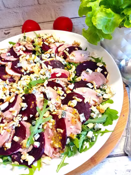 Carpaccio z buraka i polędwiczki wieprzowej