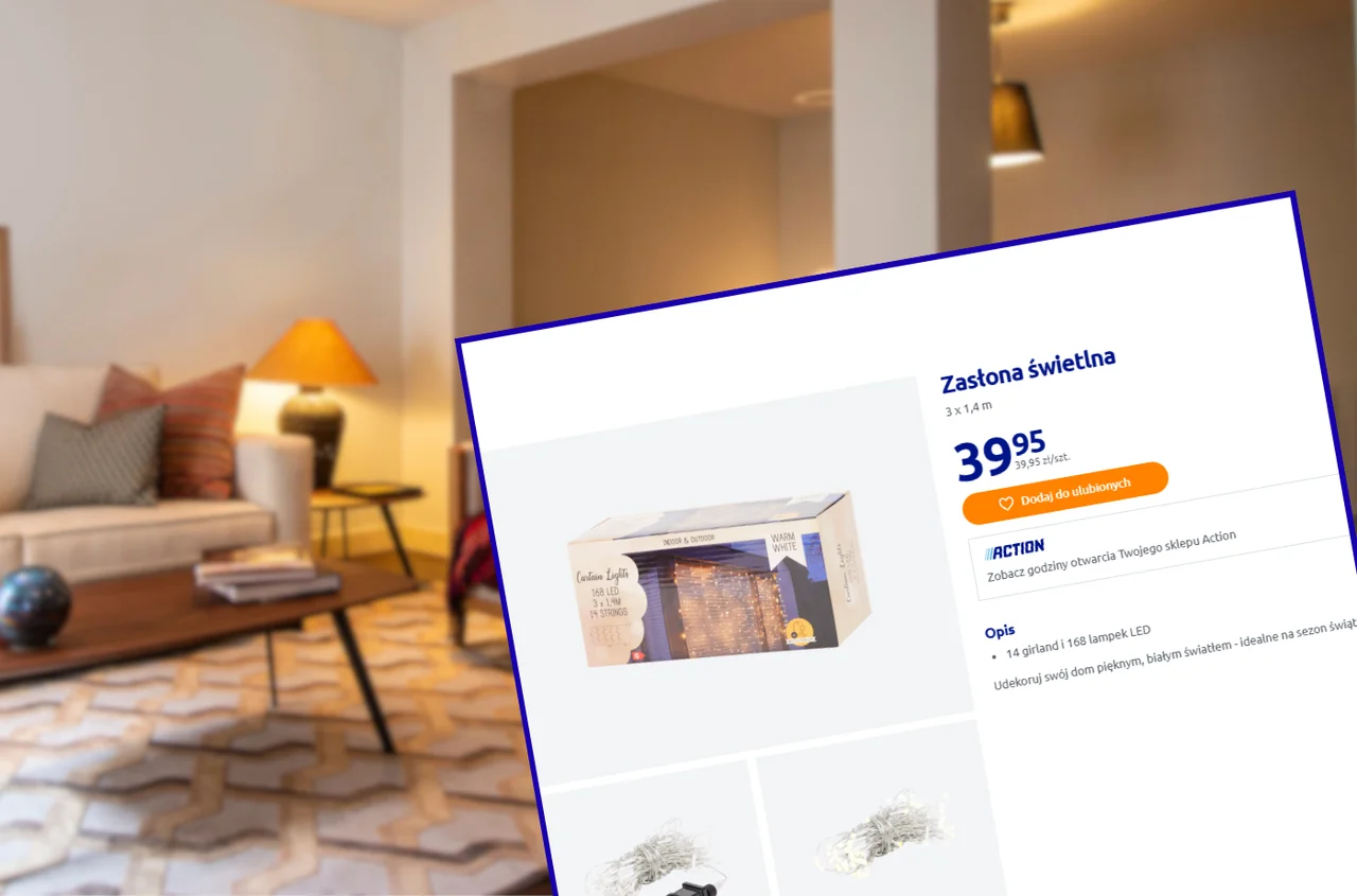 Ta zasłona świetlna z Action za 39 zł umili każdy wieczór! Romantyczny klimat na oknie – bez świeczek i kominka przez cały rok