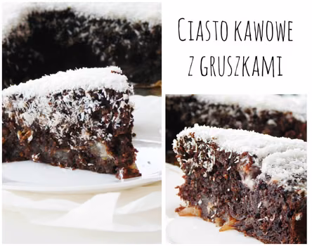 Ciasto kawowe z gruszkami i polewą kokosową