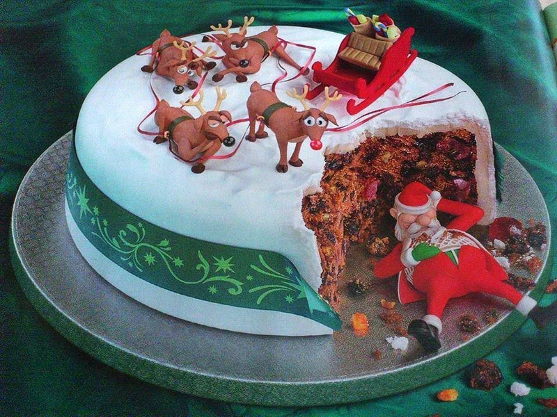 Śmieszny tort z mikołajem
