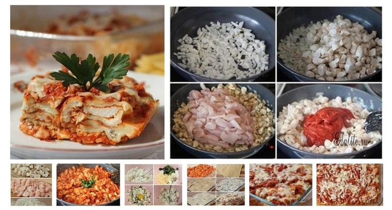 Lasagne z kurczakiem i pieczarkami