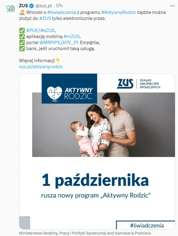 Zdjęcie Wielki start wyczekiwanego programu "Aktywny Rodzic" już dziś!  Serwery ZUS czekają na wnioski #1