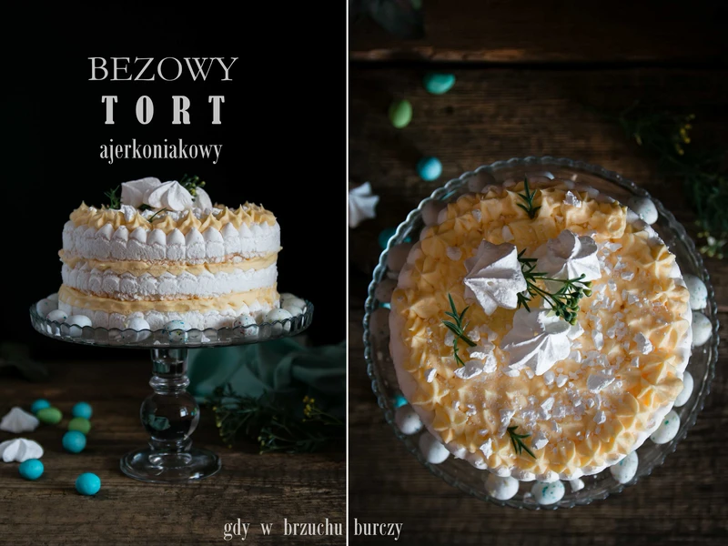 Tort bezowy z kremem ajerkoniakowym