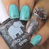 Turkusowo- srebrny manicure