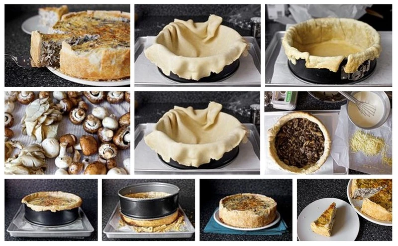 Tarta z serem i pieczarkami