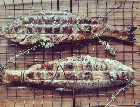 Grillowany pstrąg faszerowany masłem pietruszkowym