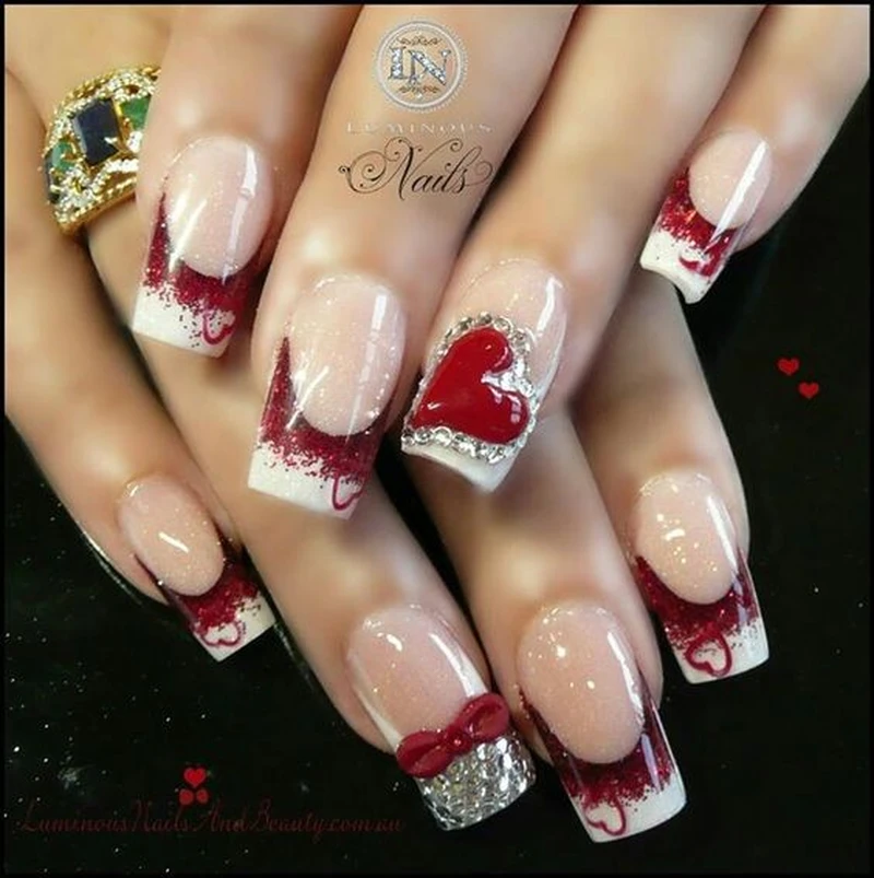 Manicure na walentynki