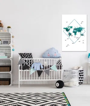 Turkusowa mapa świata do pokoiku dziecka