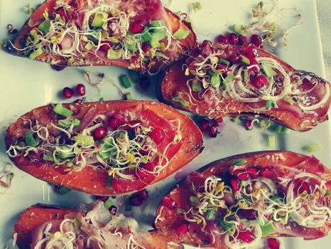 Bataty z szynka szwarcwaldzką i serem grana padano