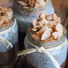 Pudding chia z kakaowym kremem gryczanym i kremem kasztanowym z bezami