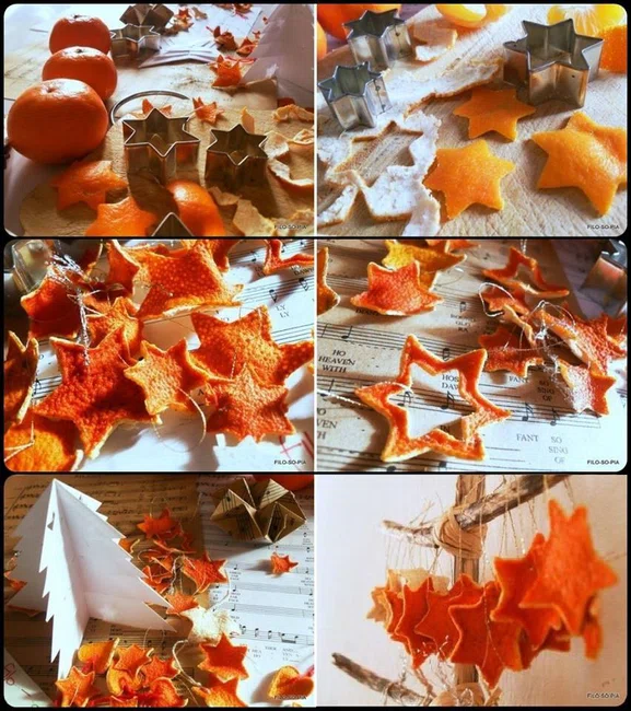 Świąteczne dekoracje ze skórki pomarańczy