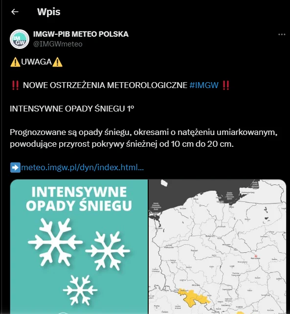 Zdjęcie Zima wkracza do Polski! IMGW wydało ostrzeżenie przed intensywnymi opadami śniegu! #1