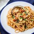 Spaghetti Drobiowe Z Bakłażanem I Cukinią