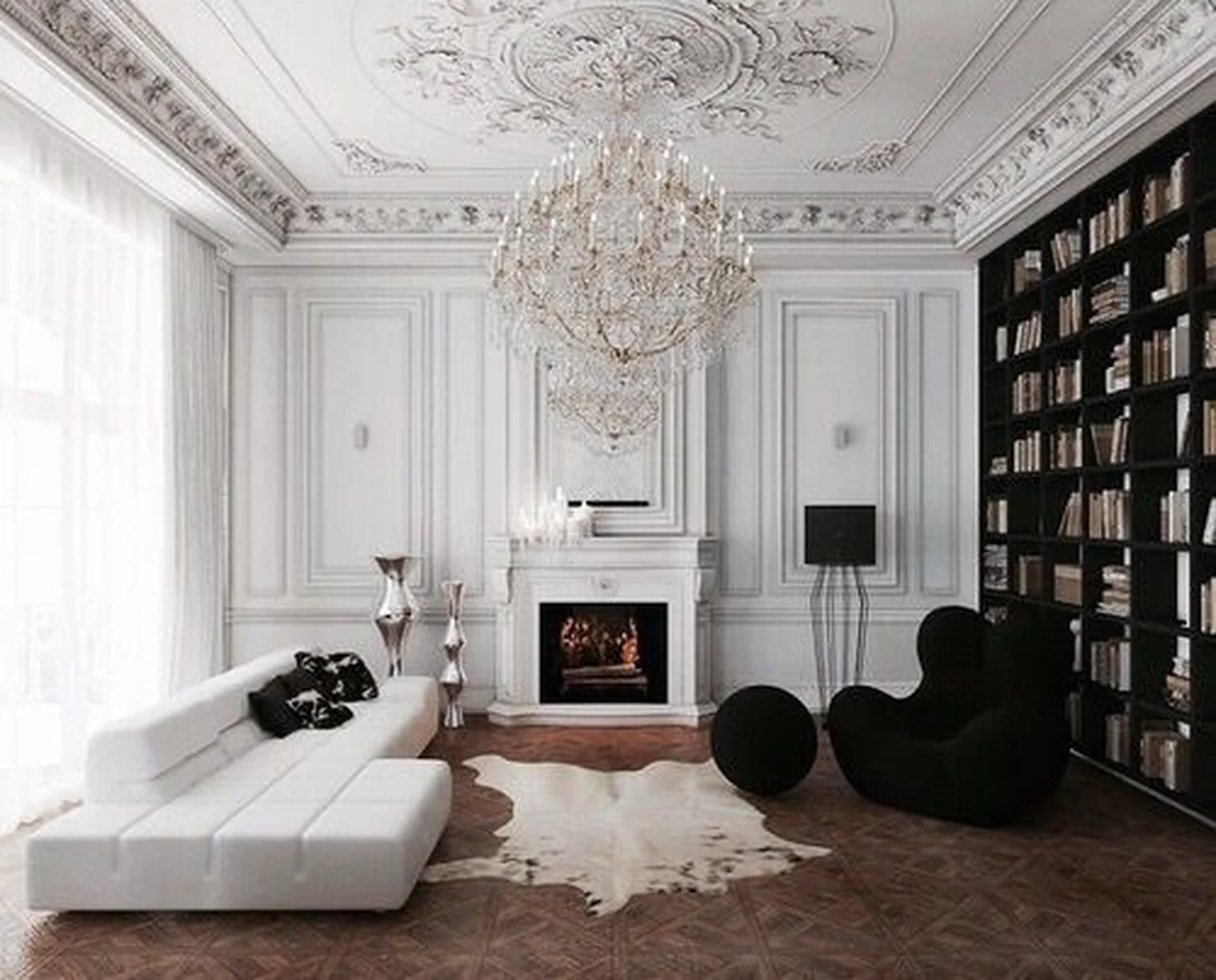 Salon w eleganckim, pałacowym stylu