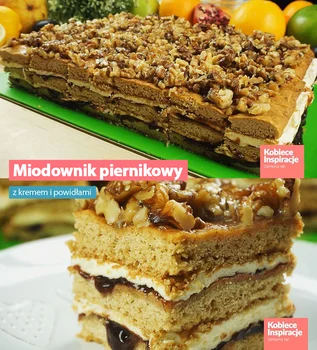 Miodownik piernikowy z kremem i powidłami