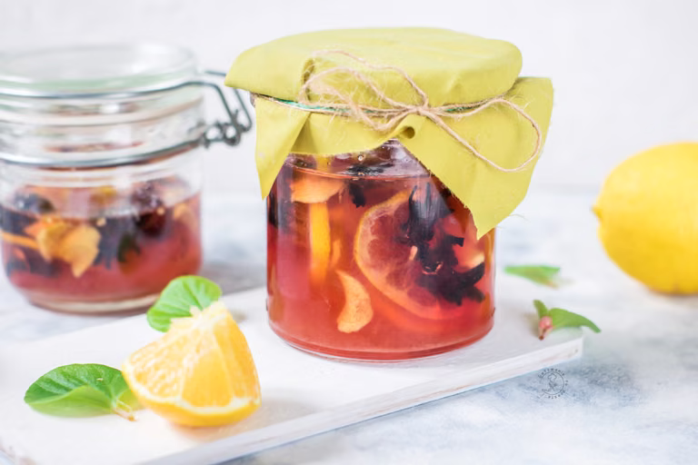 Syrop Cytrynowo Imbirowy Z Miodem I Hibiskusem na odporność, w czasie choroby, na gardło, na kaszel