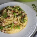 Spaghetti carbonara z fasolką szparagową