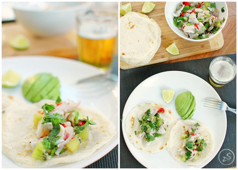 ceviche z kiwi i truskawkami
