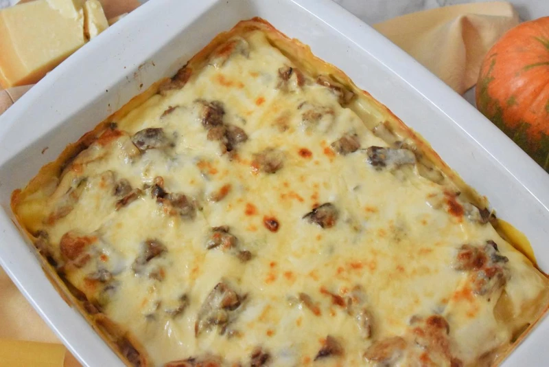 Makaron cannelloni faszerowany dynią i grzybami