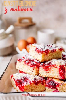 Ciasto blondie z malinami