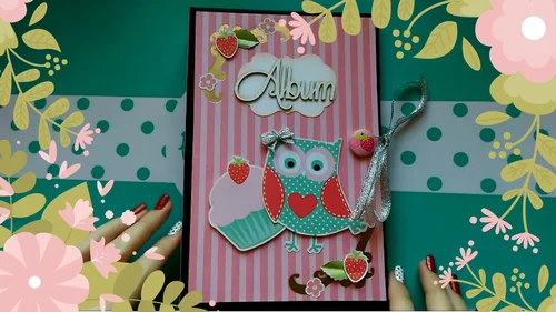 Album wodospadowy z sową, scrapbooking