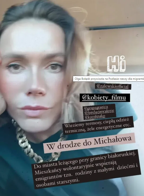 Zdjęcie Olga Bołądź na granicy polsko-białoruskiej. "Kobiety filmu" wspierają migrantów #1