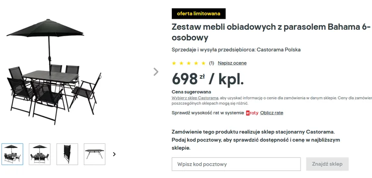 Zdjęcie Duży stół, 6 krzeseł i parasol! Cena Castoramy za taki zestaw wymiata, a letni relaks w ogrodzie gwarantowany! #1