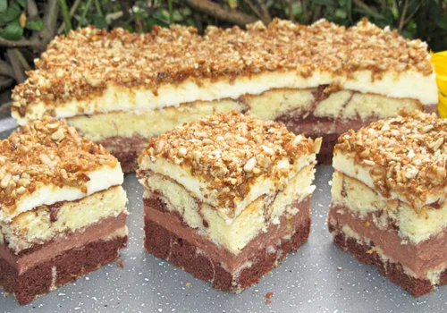 HIT Ciasto Noce i dnie-dwukolorowe z kremem i słonecznikiem, łatwe i efektowne +FILM