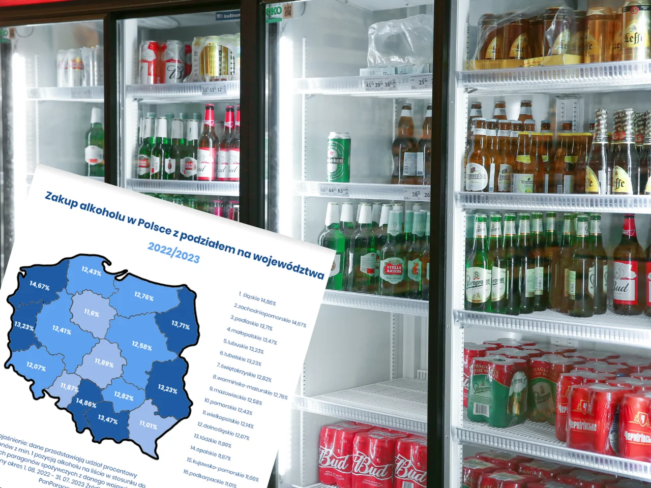 Alkoholowa mapa Polski. W tych województwach najczęściej kupujemy napoje z procentami (Pan Paragon)